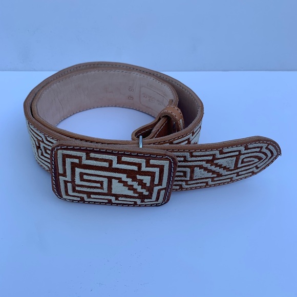 Charro Belt Cinto Piteado Fino 2” Azteca Design - Picture 2 of 6